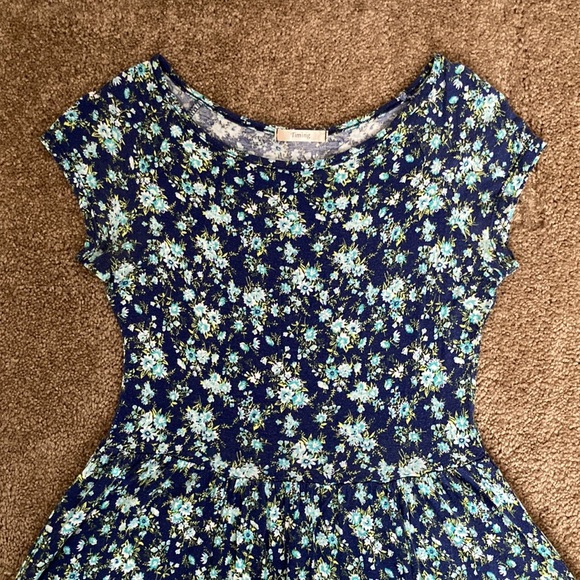 Timing blue and green floral print preppy lightweight dress - Picture 4 of 13